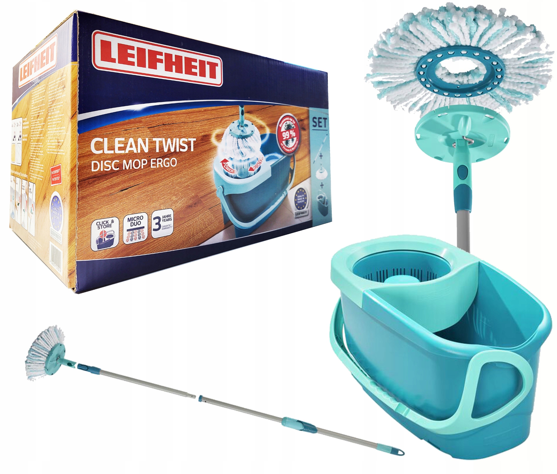 Leifheit Clean Twist Ergo vedierko a odstreďovací mop 34 cm